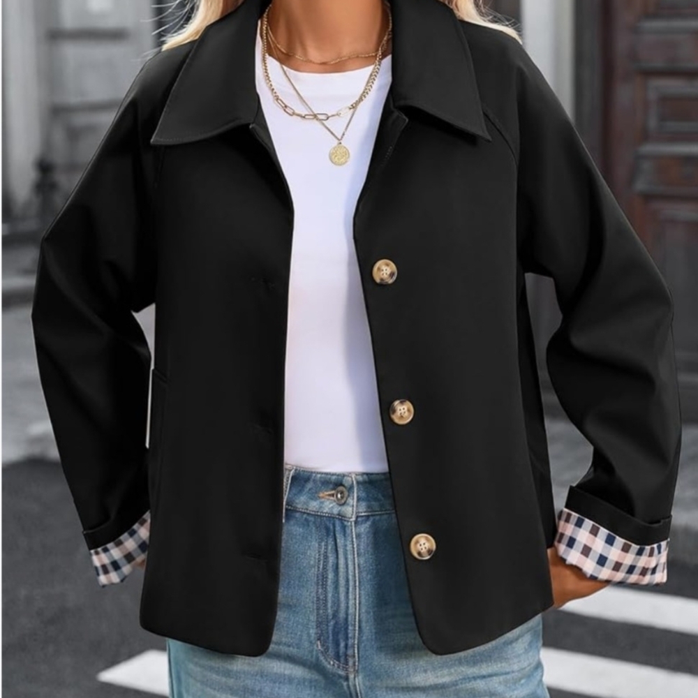Short trench Black Women's Jacket